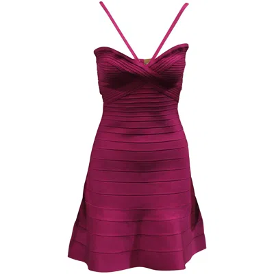 HERVE LEGER HERVÉ LEGER ALISSA MINI DRESS IN PINK RAYON 