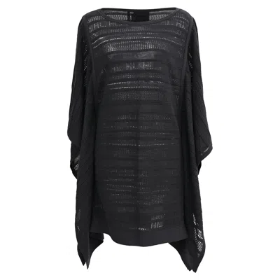 Herve Leger Amiee Knitted Poncho Mini Dress In Black Cotton