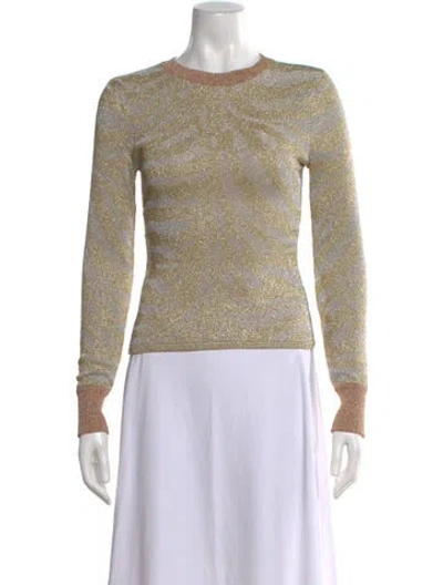 Pre-owned Herve Leger Animal Print Crew Neck Top In Silver