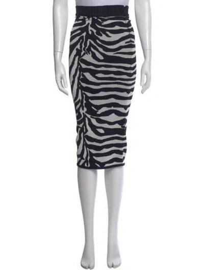 Pre-owned Herve Leger Animal Print Midi Length Skirt In Black