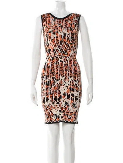 Pre-owned Herve Leger Animal Print Mini Dress In Black