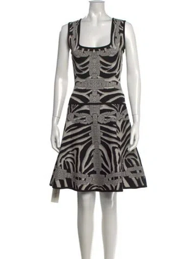 Pre-owned Herve Leger Animal Print Mini Dress In Black