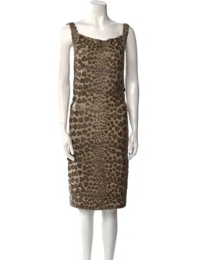 Pre-owned Herve Leger Animal Print Mini Dress In Neutral