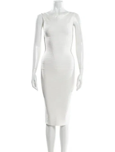 Pre-owned Herve Leger Ardell Knee-length Dress In Neutral