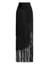 Herve Leger Asymmetric Fringed Skirt In Black