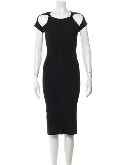 Pre-owned Herve Leger Asymmetrical Knee-length Dress In Black