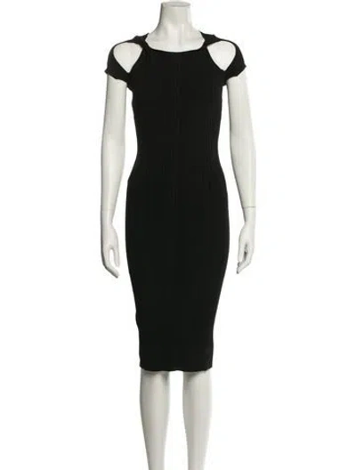 Pre-owned Herve Leger Asymmetrical Knee-length Dress In Black