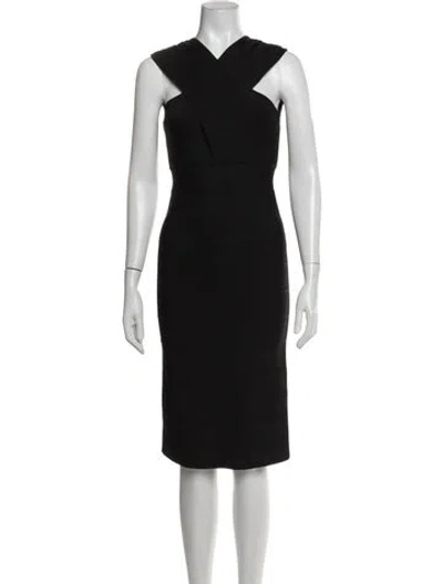 Pre-owned Herve Leger Asymmetrical Knee-length Dress W/ Tags In Black