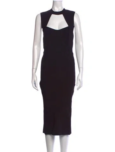 Pre-owned Herve Leger Asymmetrical Midi Length Dress In Black