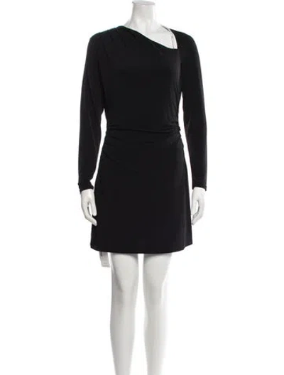 Pre-owned Herve Leger Asymmetrical Mini Dress In Black