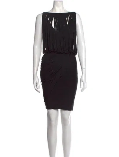 Pre-owned Herve Leger Asymmetrical Mini Dress In Black