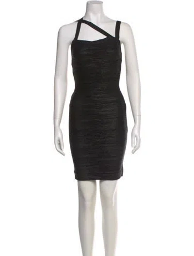 Pre-owned Herve Leger Asymmetrical Mini Dress In Multi