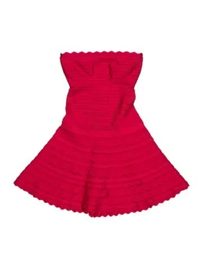 Pre-owned Herve Leger Asymmetrical Mini Dress In Pink