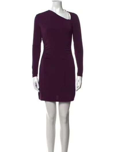 Pre-owned Herve Leger Asymmetrical Mini Dress In Purple