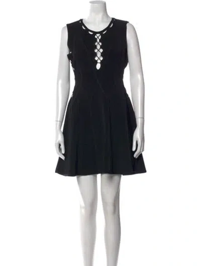 Pre-owned Herve Leger Asymmetrical Mini Dress W/ Tags In Black