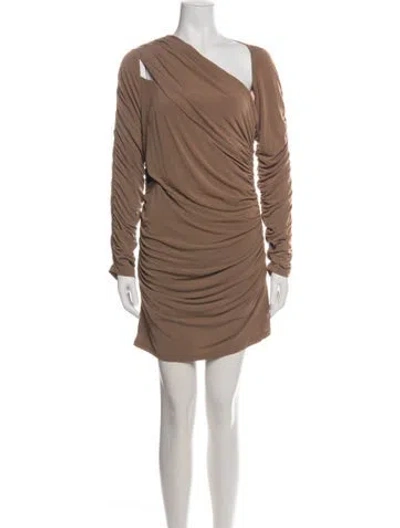 Pre-owned Herve Leger Asymmetrical Mini Dress W/ Tags In Green