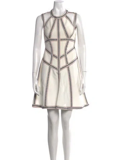 Pre-owned Herve Leger Asymmetrical Mini Dress In White