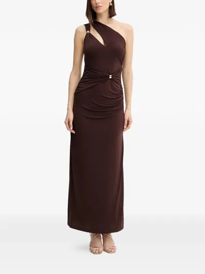 Herve Leger Aurora Cut-out Ring-detail Maxi Dress In Brown