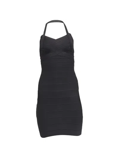 Pre-owned Herve Leger Backless Mini Dress In Gray