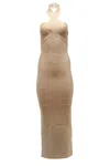Herve Leger Bandage Halter Neck Gown In Beige Rayon In Beige