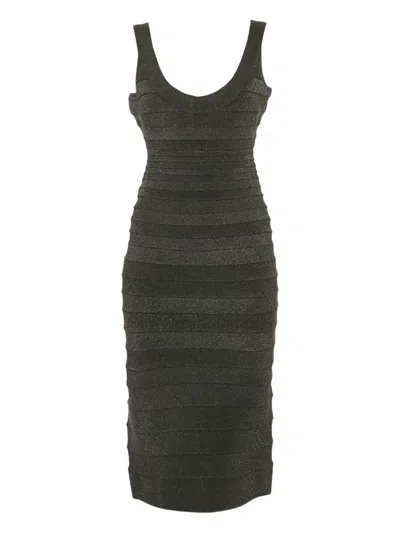 Pre-owned Herve Leger Bandage Knit Midi Dress