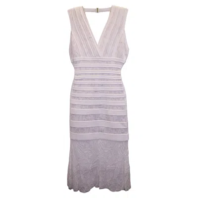 Herve Leger Bandage Midi Dress In White Cotton