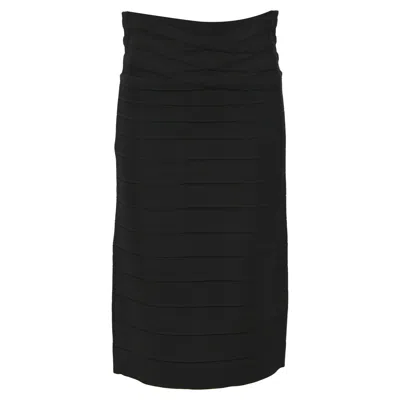 HERVE LEGER BANDAGE PENCIL SKIRT IN BLACK RAYON