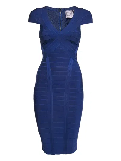 Pre-owned Herve Leger Bandage Short-sleeves Midi Dress