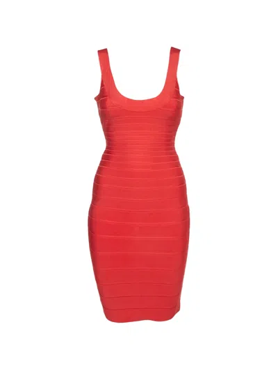 Pre-owned Herve Leger Bandage Sleeveless Mini Dress In Red