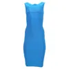 Herve Leger Bandage Wide Neckline Midi Dress In Blue Rayon In Blue
