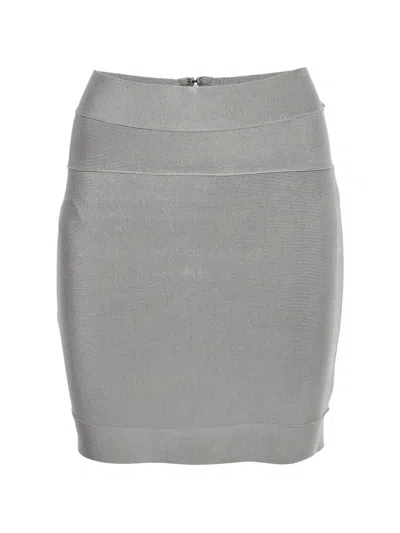 Pre-owned Herve Leger Bandeau Mini Skirt In Gray