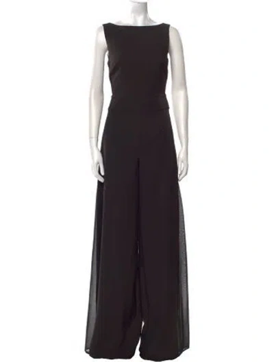 Pre-owned Herve Leger Bateau Neckline Jumpsuit In Black