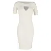 Herve Leger Bateau Neckline Knee-length Dress In White Rayon In White