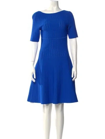 Pre-owned Herve Leger Bateau Neckline Knee-length Dress In Blue