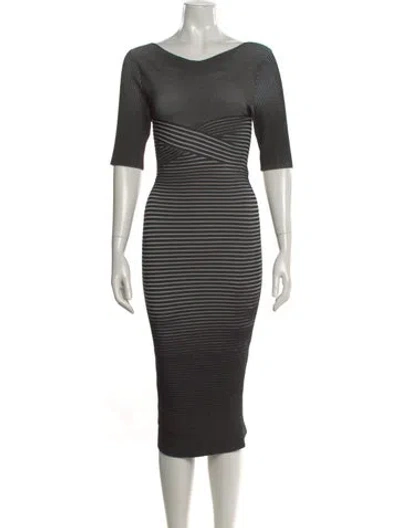 Pre-owned Herve Leger Bateau Neckline Knee-length Dress In Multi