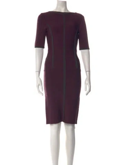 Pre-owned Herve Leger Bateau Neckline Knee-length Dress In Purple