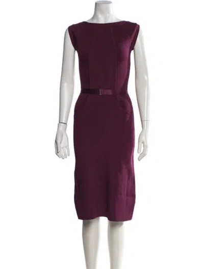 Pre-owned Herve Leger Bateau Neckline Knee-length Dress In Purple