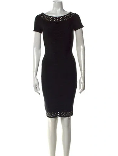 Pre-owned Herve Leger Bateau Neckline Knee-length Dress W/ Tags In Black