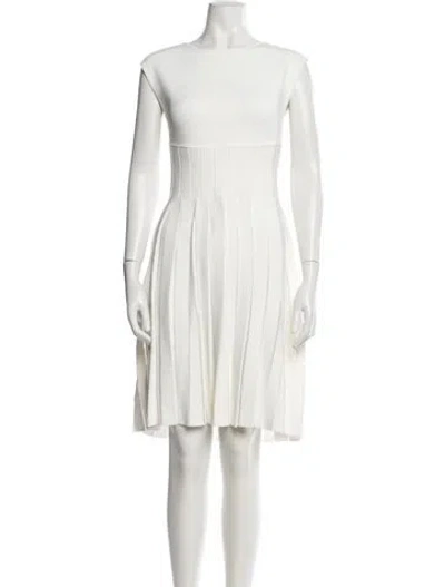 Pre-owned Herve Leger Bateau Neckline Knee-length Dress W/ Tags In White