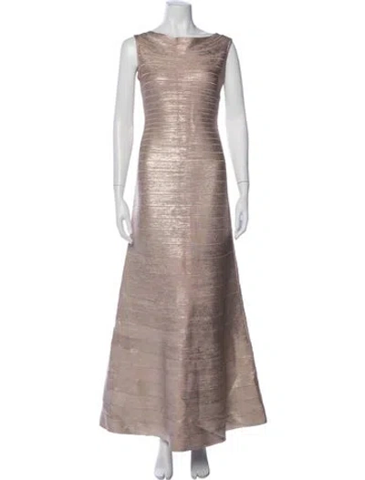 Pre-owned Herve Leger Bateau Neckline Long Dress