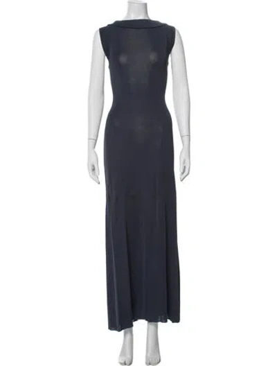 Pre-owned Herve Leger Bateau Neckline Long Dress In Blue