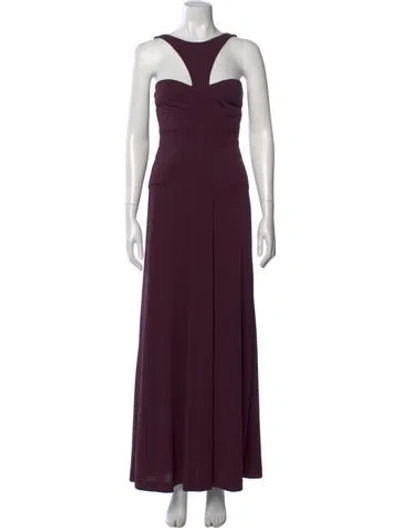Pre-owned Herve Leger Bateau Neckline Long Dress In Purple