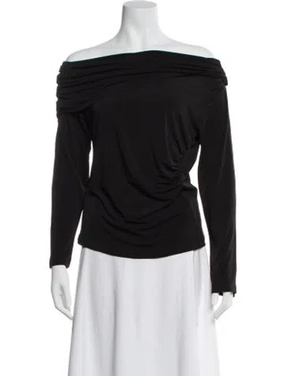Pre-owned Herve Leger Bateau Neckline Long Sleeve Top In Black