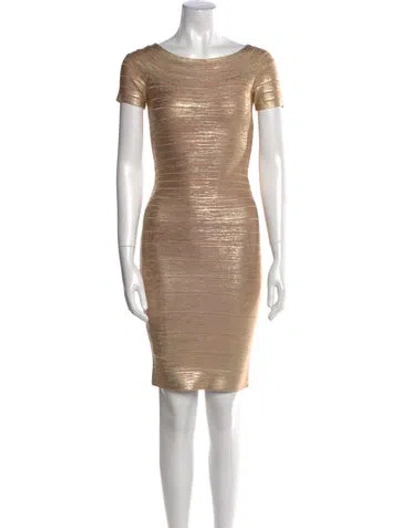 Pre-owned Herve Leger Bateau Neckline Mini Dress