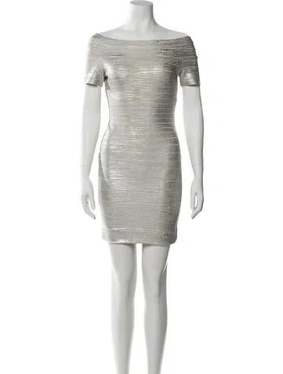 Pre-owned Herve Leger Bateau Neckline Mini Dress