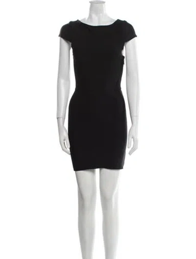 Pre-owned Herve Leger Bateau Neckline Mini Dress In Black