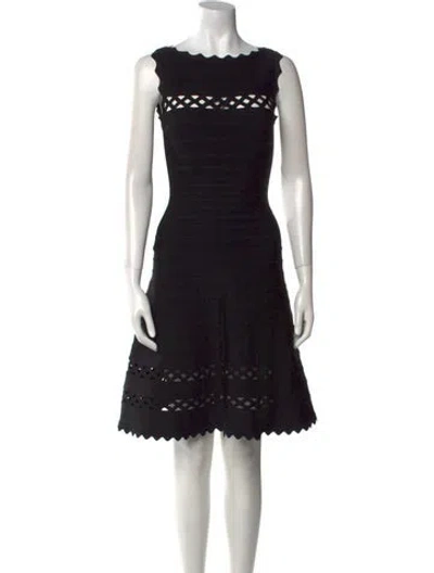 Pre-owned Herve Leger Bateau Neckline Mini Dress In Black