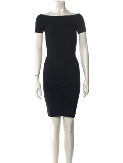 Pre-owned Herve Leger Bateau Neckline Mini Dress In Black
