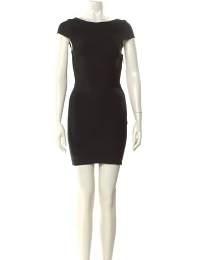 Pre-owned Herve Leger Bateau Neckline Mini Dress In Black