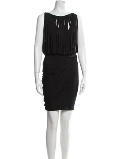 Pre-owned Herve Leger Bateau Neckline Mini Dress In Black